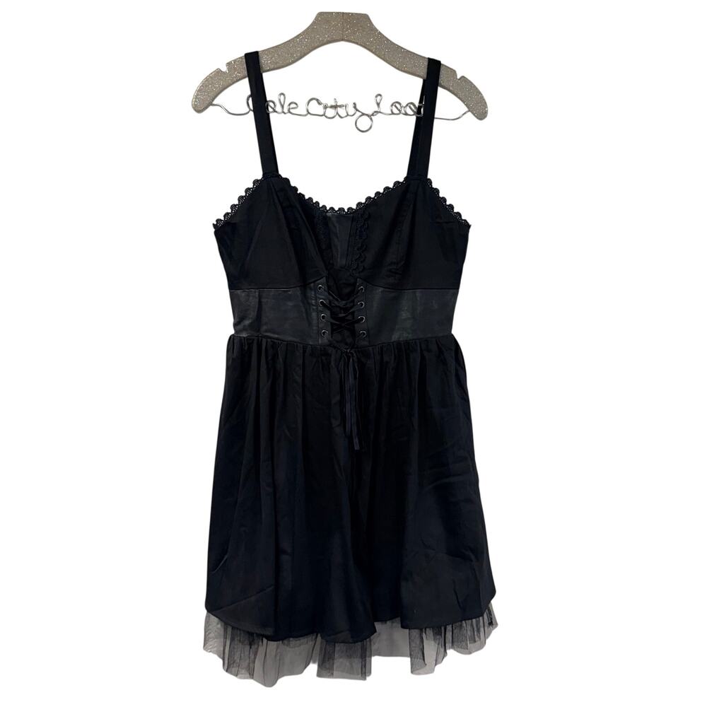 Hot Topic Dress Medium Corset Bodice Black Tulle Punk Goth Vamp Halloween
